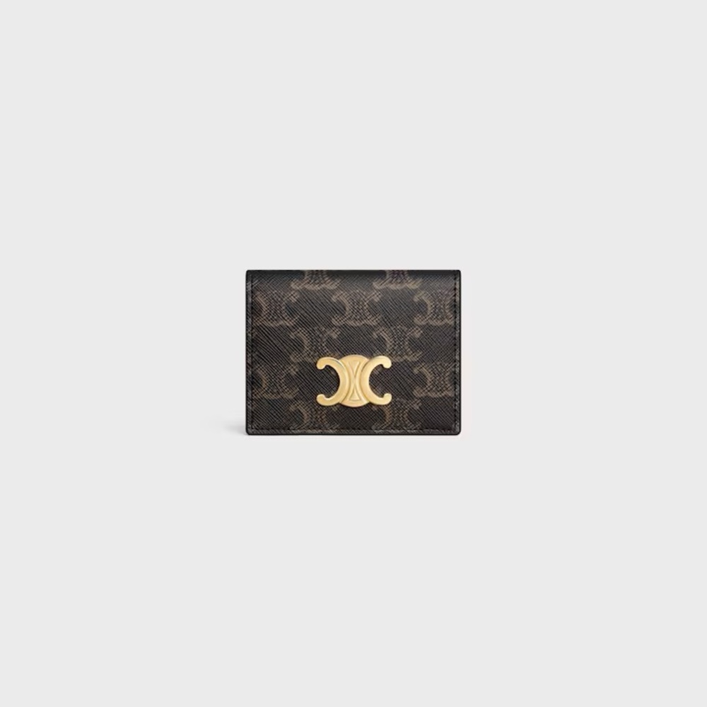 Celine Black Wallet with Gold Logo